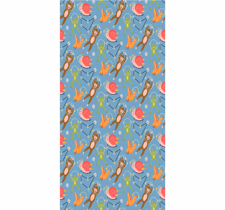 Children's wallpaper colorful forest animal astronauts - TenStickers