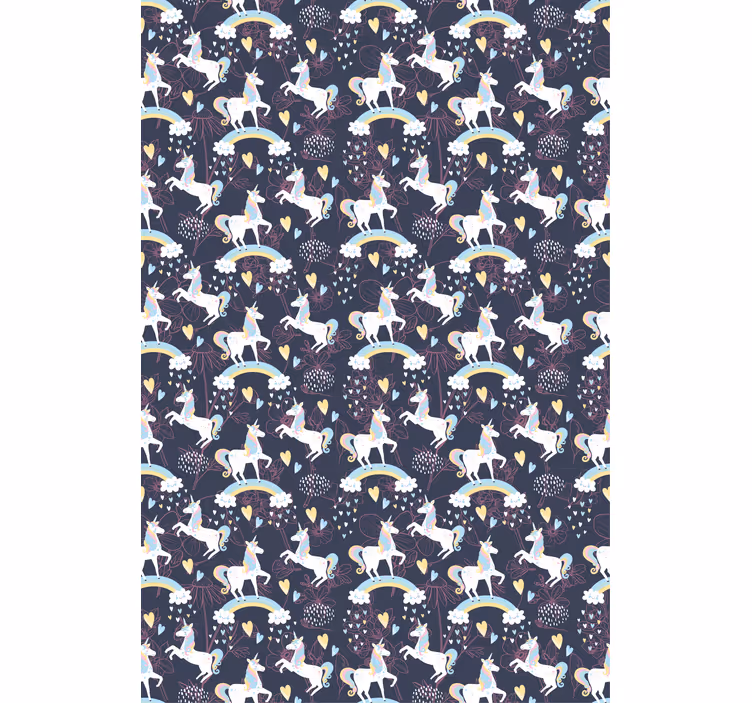 Children's wallpaper floral pink unicorns - TenStickers