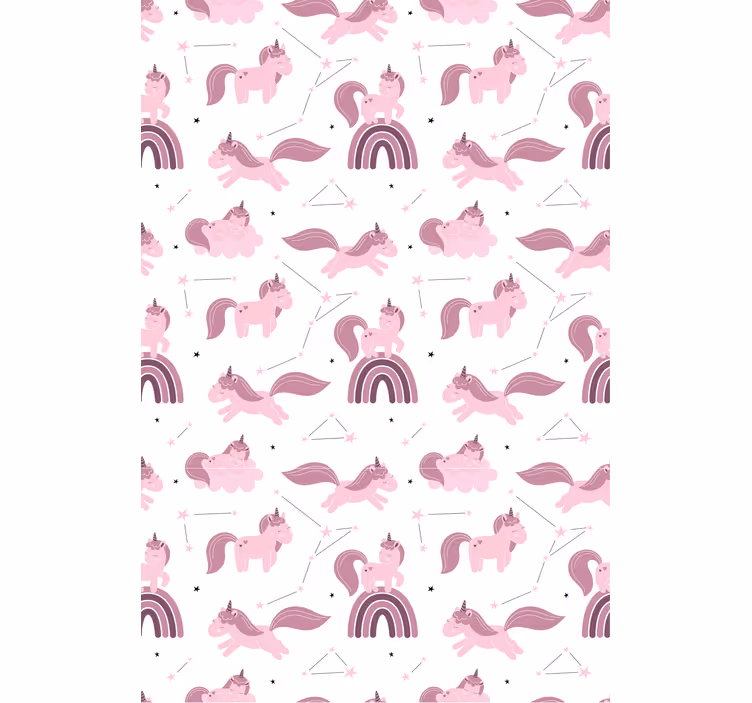 Children's wallpaper featuring funny unicorns and stars - TenStickers