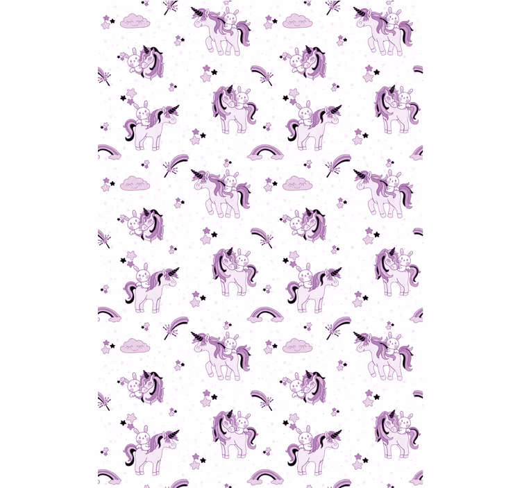 Children's wallpaper featuring unicorns and rabbits - TenStickers