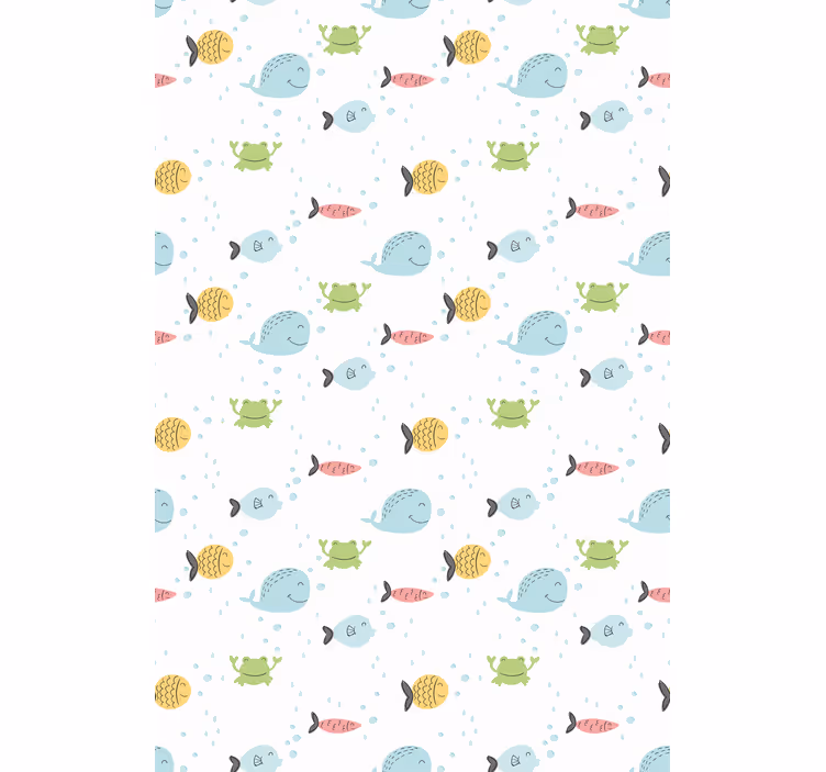 Children's wallpaper colorful fish on white background - TenStickers