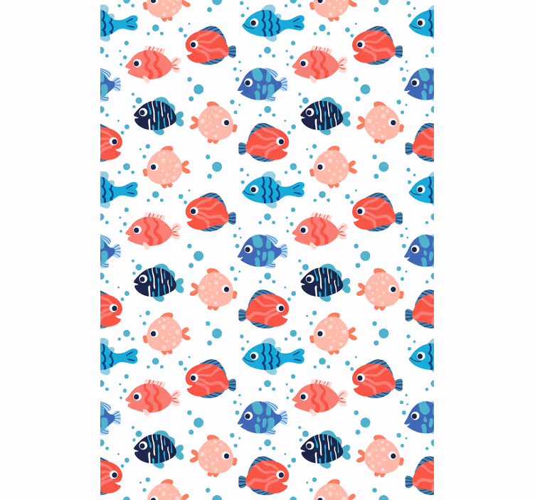 Children's wallpaper pink and blue fish - TenStickers