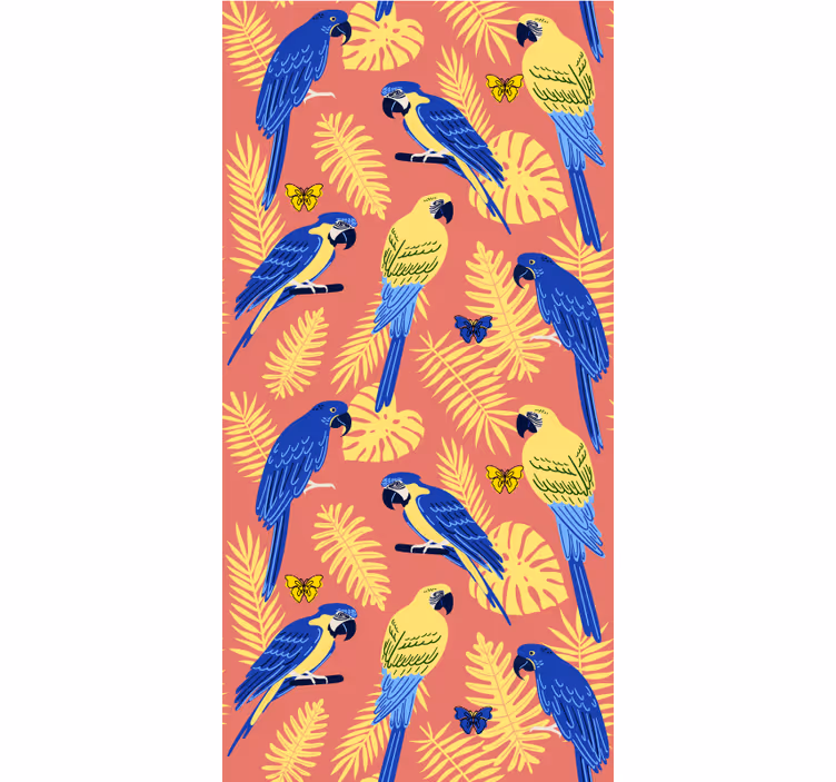 Children's wallpaper featuring parrots and butterflies - TenStickers