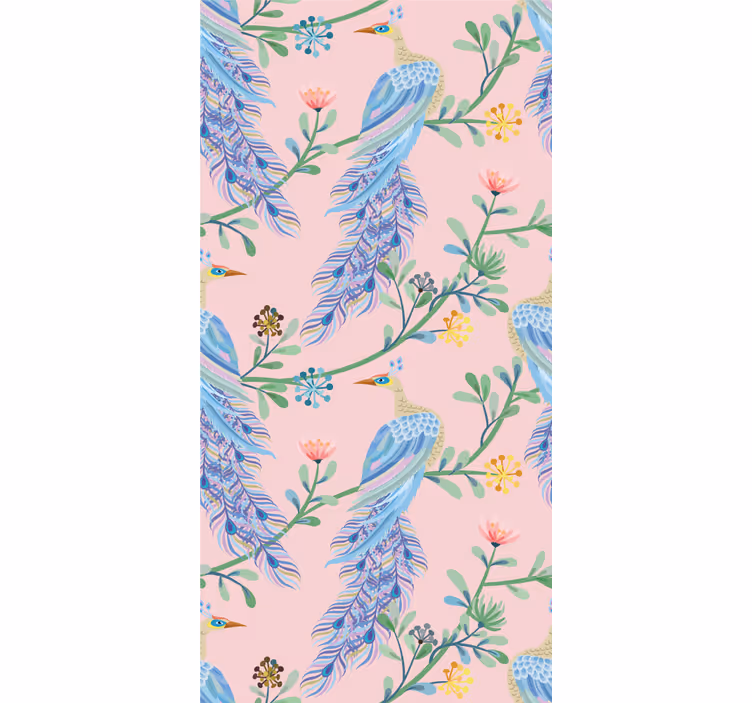 Children's wallpaper birds in a pink paradise - TenStickers