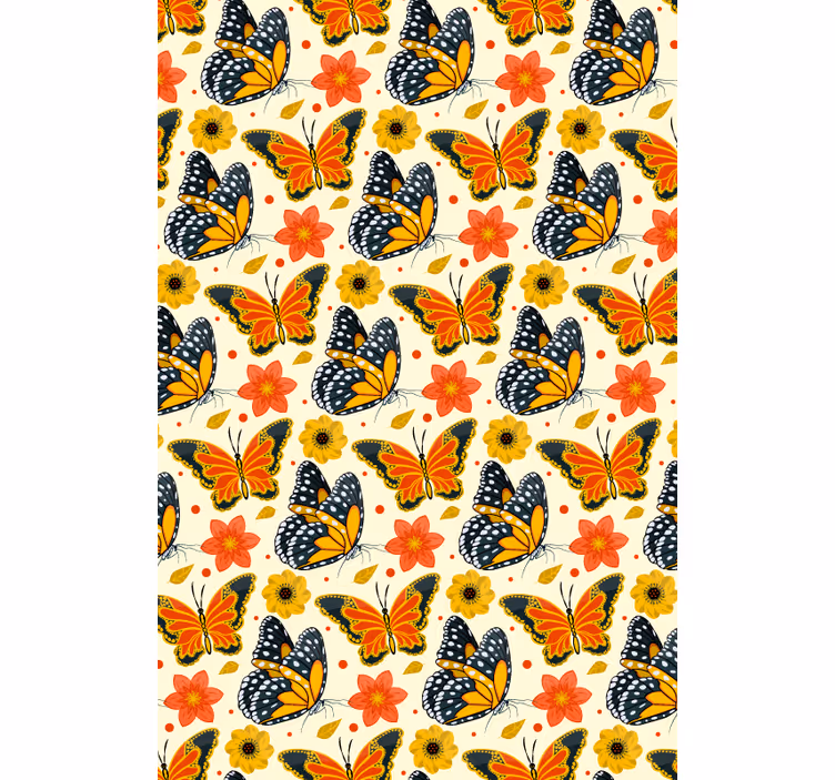 Children's wallpaper butterflies floral design - TenStickers