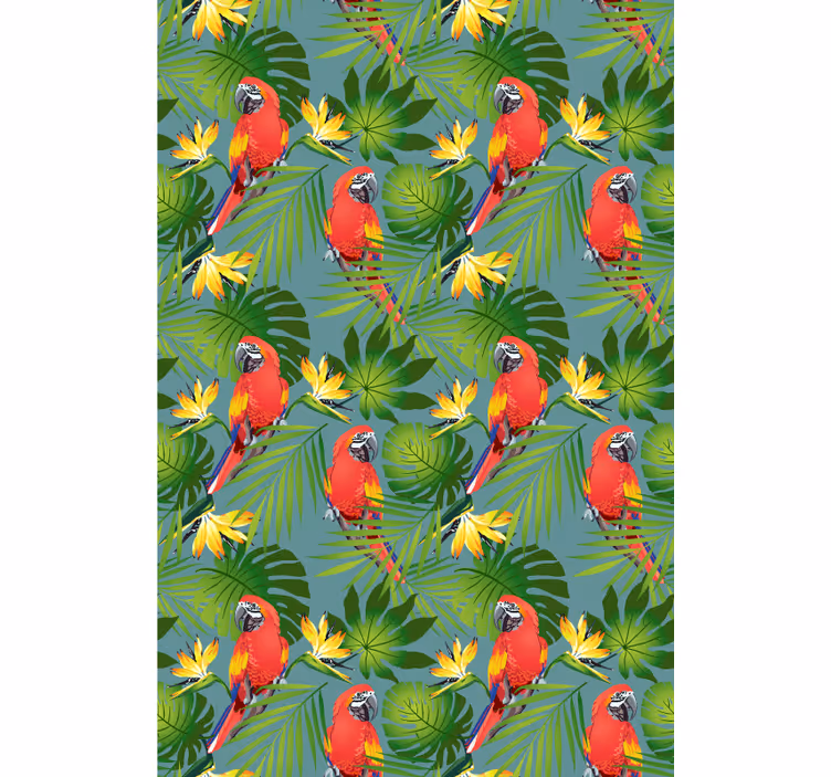 Children's wallpaper tropical parrots and leaves - TenStickers