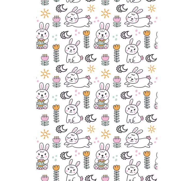Children's wallpaper with easter bunny design - TenStickers