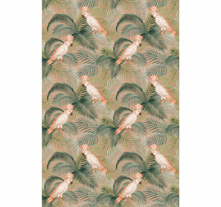 Children's wallpaper cockatoo and leaves - TenStickers