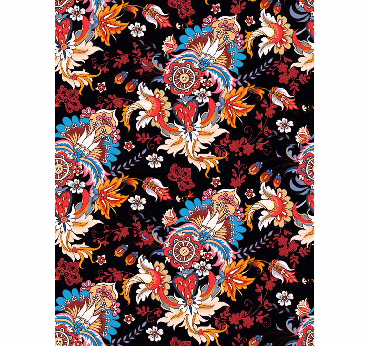 Hallway wallpaper with lively floral design - TenStickers
