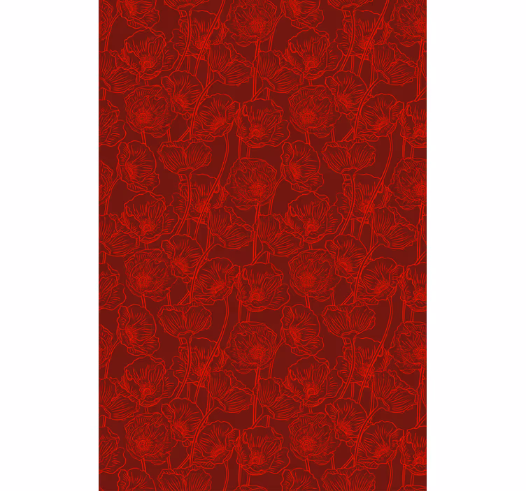 Hallway wallpaper with intricate red pattern - TenStickers