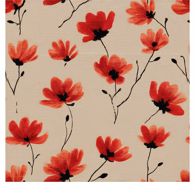 Hallway wallpaper red poppies watercolor design - TenStickers