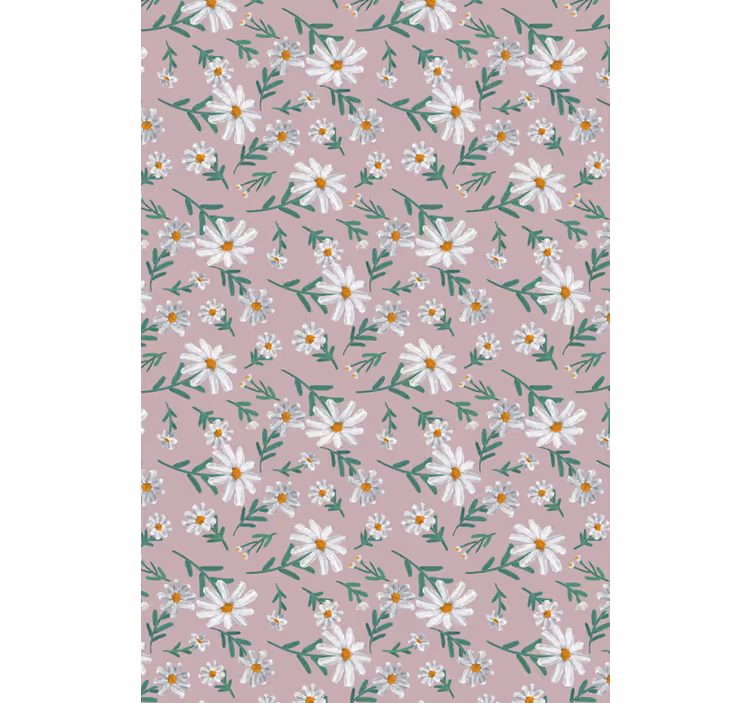 70's daisy flower pink living area wallpaper - TenStickers