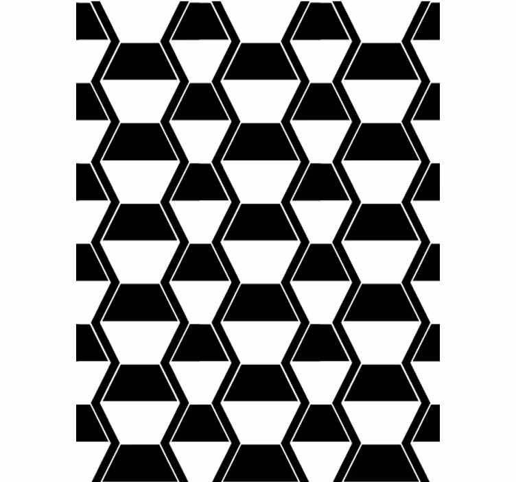 Living area wallpaper in cosmopolitan black and white hexagons - TenStickers