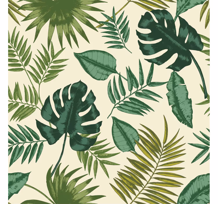 Living area wallpaper leafy tropical design - TenStickers