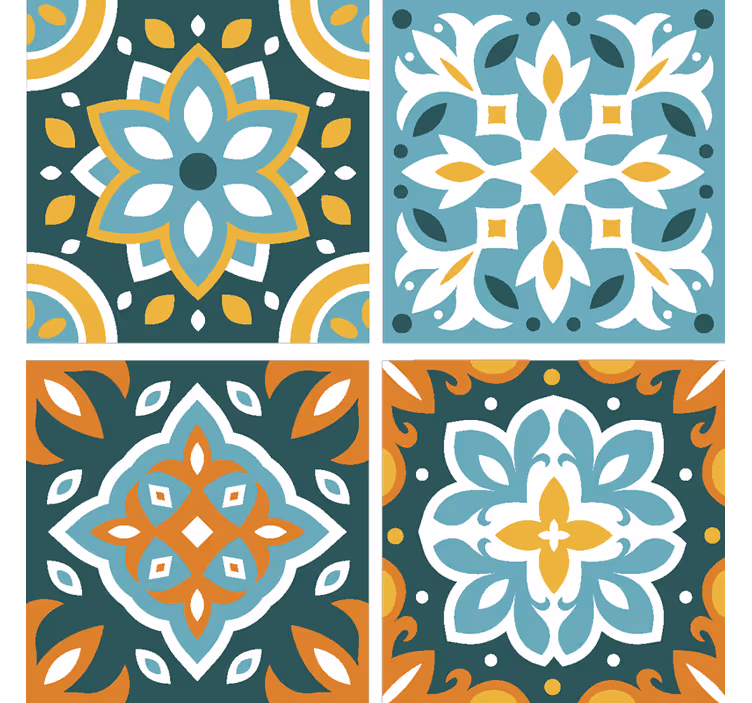 Tile effect wallpaper with intricate floral design - TenStickers