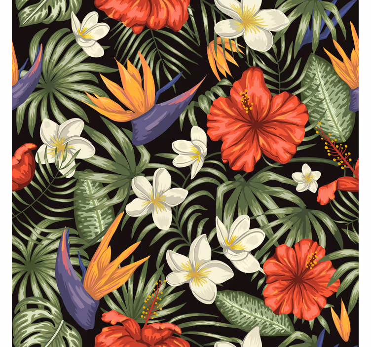 Flowers wallpaper tropical jungle plants design - TenStickers