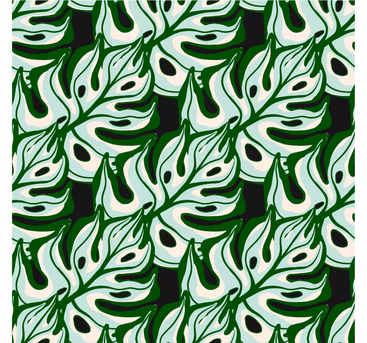 Flowers wallpaper in a vibrant black and green pattern - TenStickers