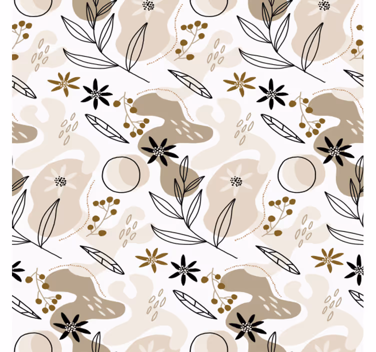 Flowers wallpaper stylish pink and beige leaves pattern - TenStickers