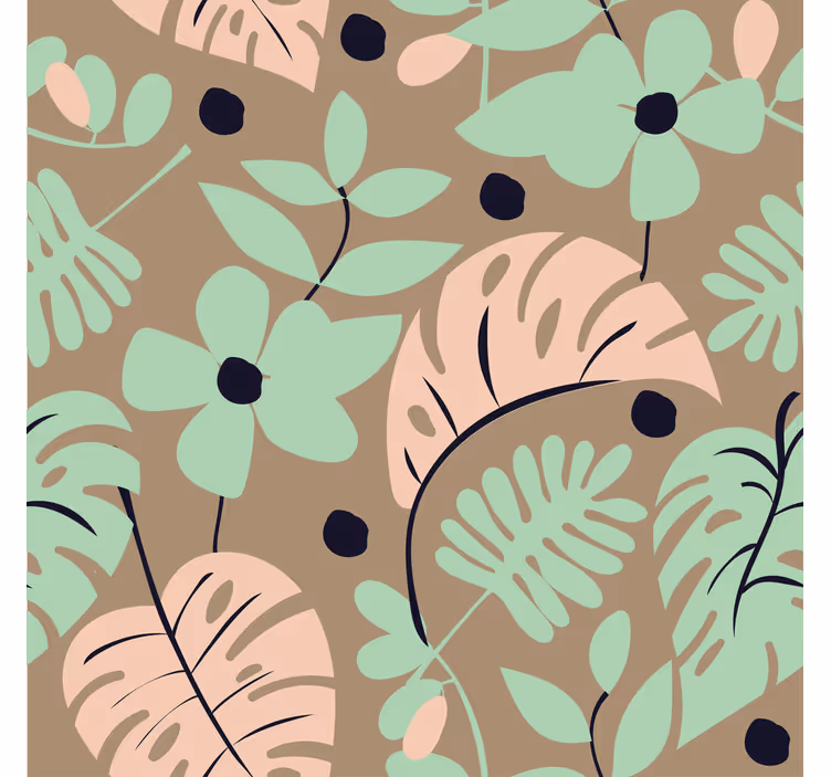 Flowers wallpaper in pastel monstera flowers and leaves - TenStickers
