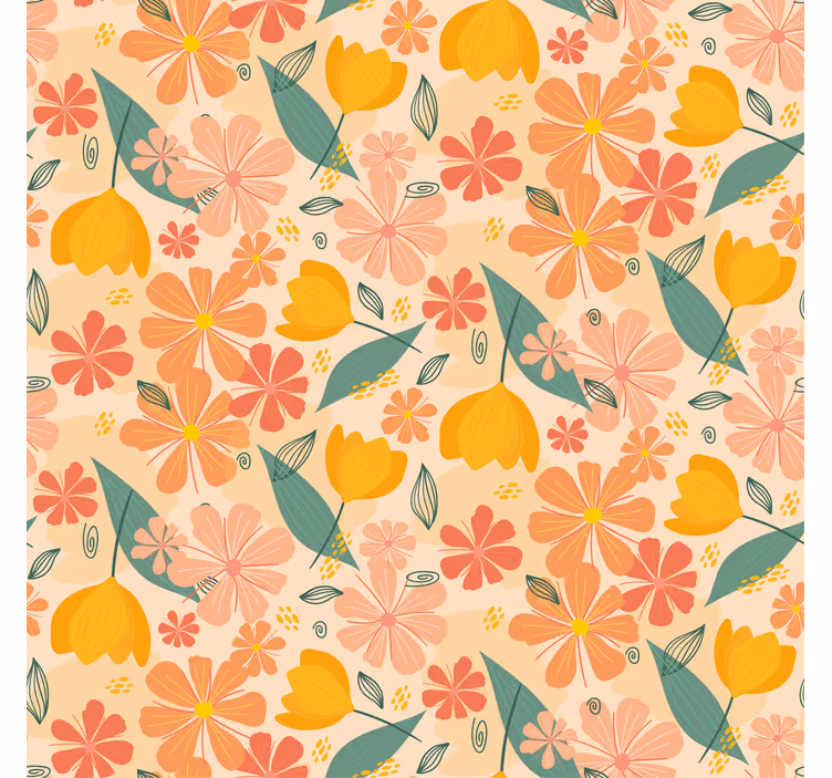 Flowers wallpaper colorful vintage leaves and flowers - TenStickers