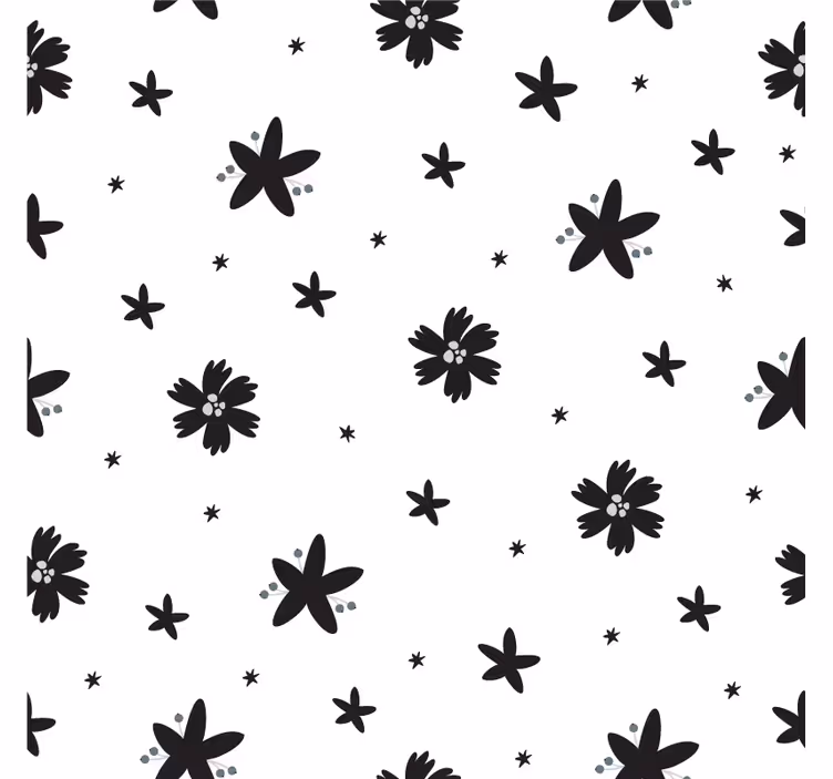 Flowers wallpaper black and white floral design - TenStickers