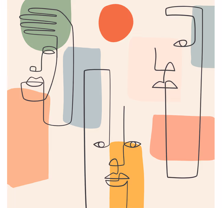Geometric wallpaper minimalistic face art - TenStickers
