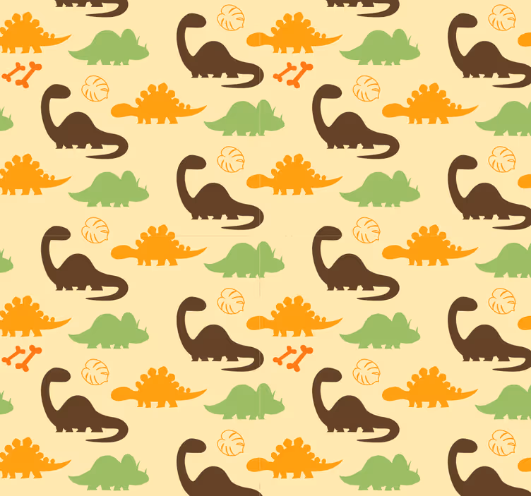 Dinosaurs wallpaper on a beige background - TenStickers