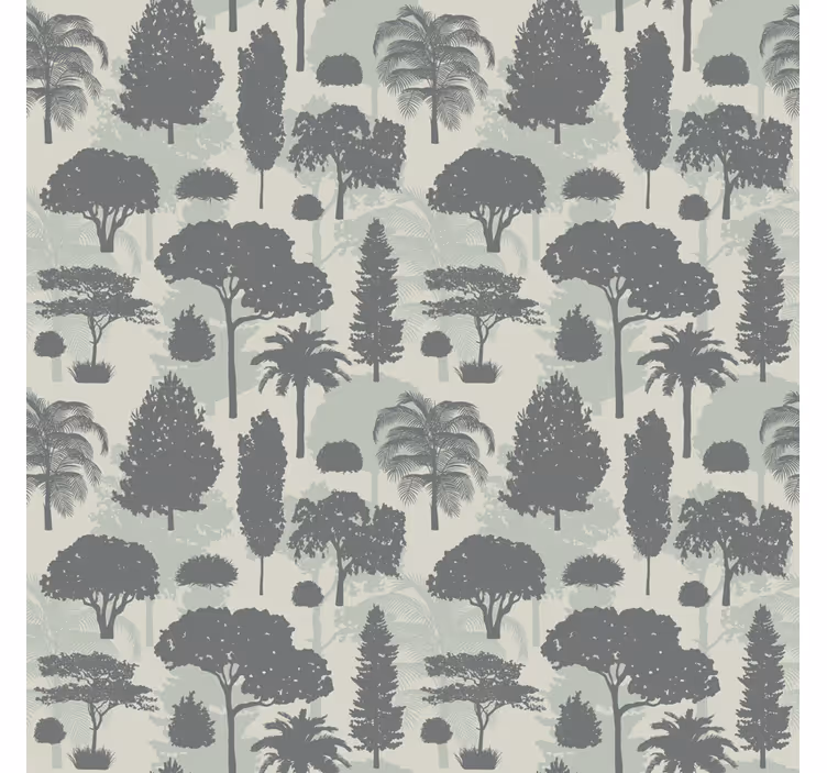 Wallpaper of a tree with silhouetted forest design - TenStickers