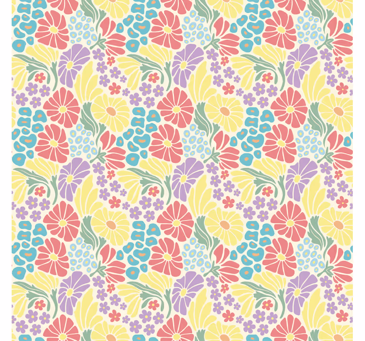 Living area wallpaper pastel flowers - TenStickers