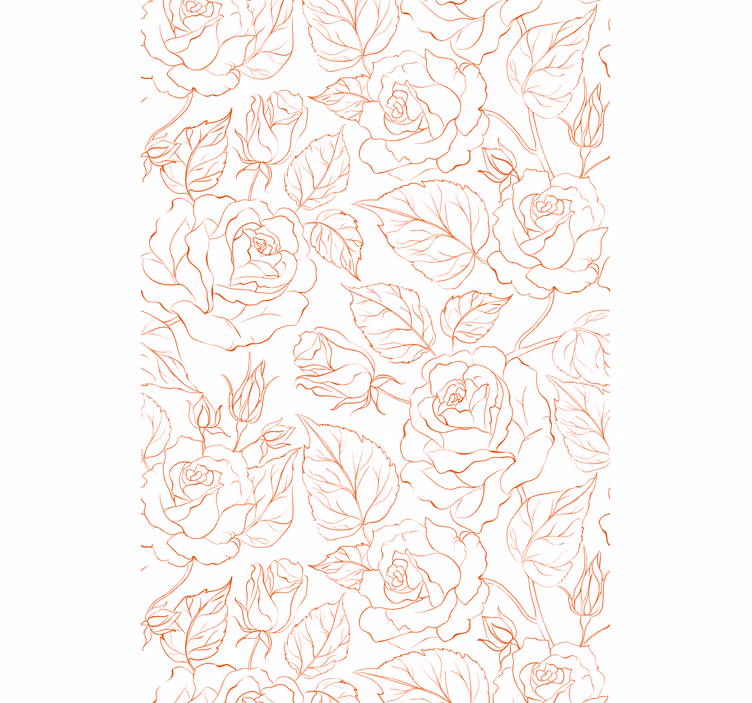 Living area wallpaper with delicate rose patterns - TenStickers
