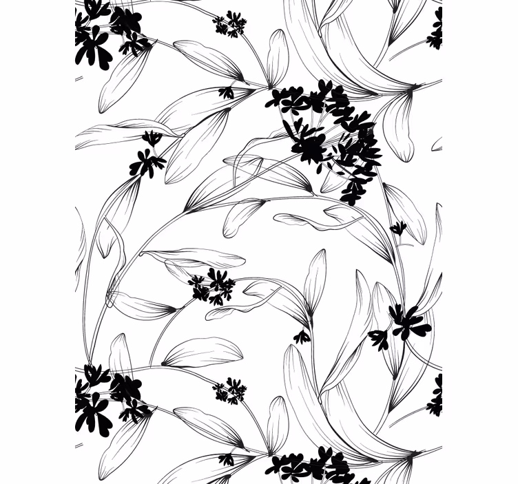 Contemporary wallpaper with black leaves pattern - TenStickers