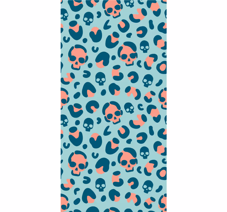 Contemporary wallpaper in blue and pink skull leopard pattern - TenStickers