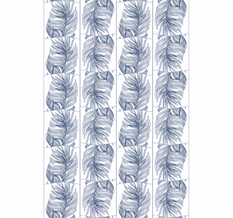 Contemporary wallpaper hampton style blue feathers - TenStickers