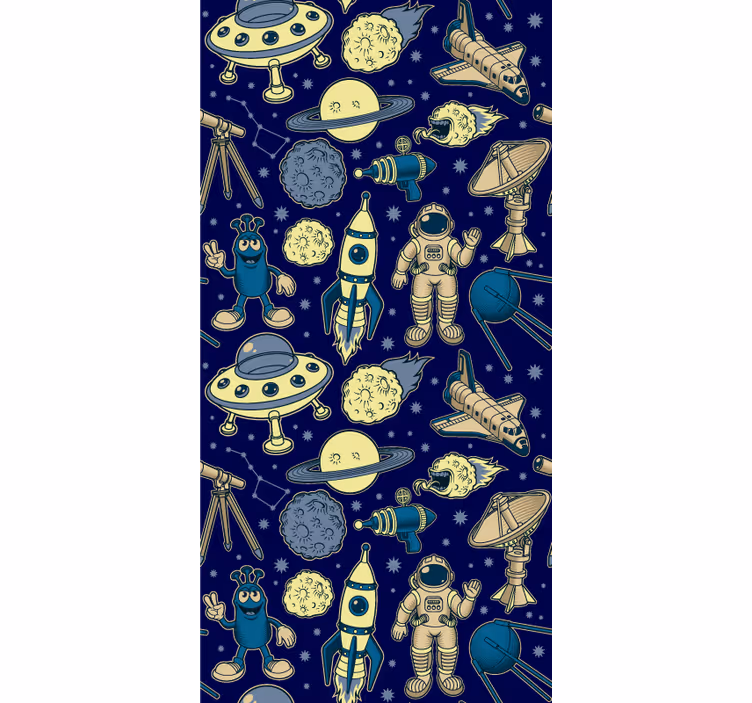 Children's wallpaper featuring space characters - TenStickers