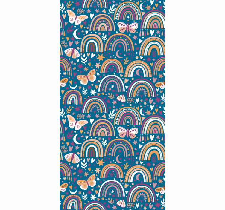 Children's wallpaper colorful rainbows and butterflies - TenStickers