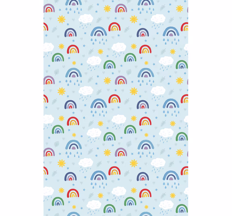 Children's wallpaper blue rainbows and clouds - TenStickers