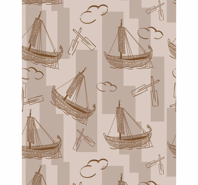 Children's wallpaper sailing boats pattern - TenStickers