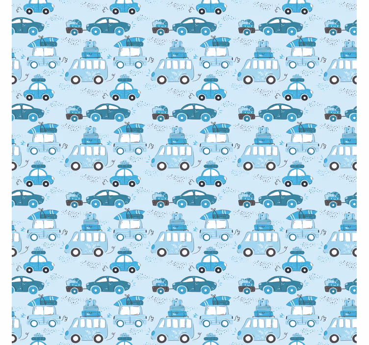 Children's wallpaper blue cars pattern - TenStickers