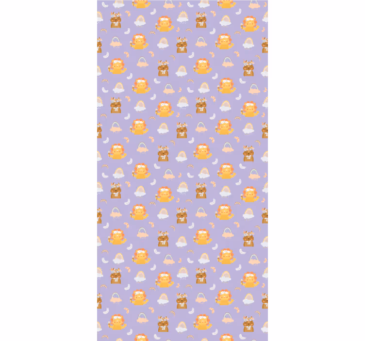 Children's wallpaper featuring baby animals and rainbows - TenStickers