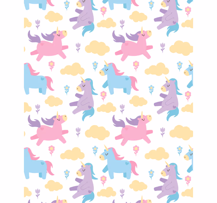 Children's wallpaper unicorns and clouds - TenStickers