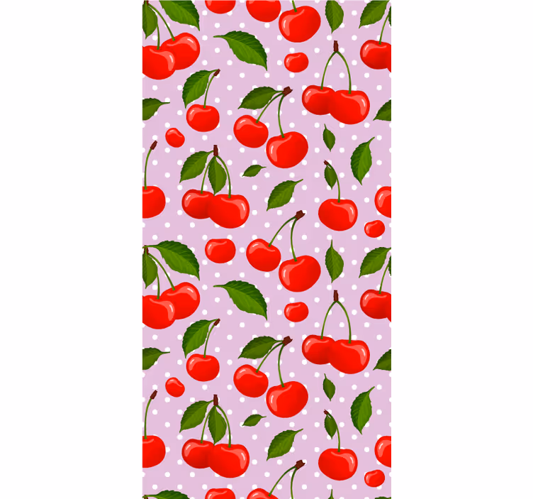 Wallpaper for dining area cherries and leaves - TenStickers