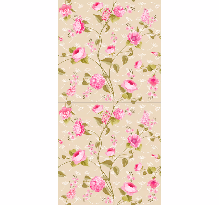 Pink floral vine wallpaper for dining area - TenStickers