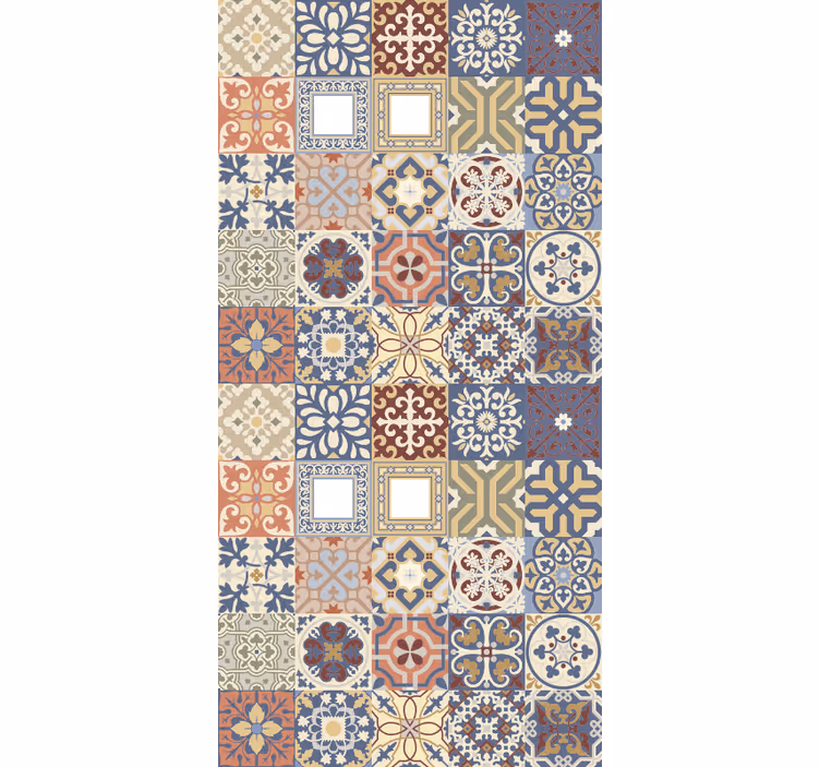 Kitchen wallpaper in multicolor hydraulic design - TenStickers