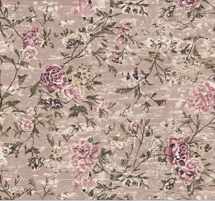 Living area wallpaper vintage floral purple - TenStickers