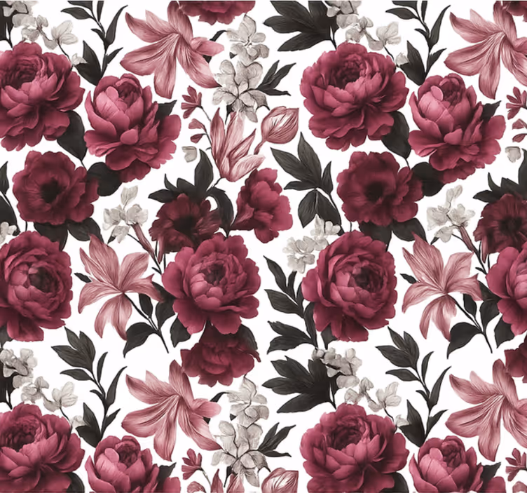 Living area wallpaper moody dutch floral design - TenStickers