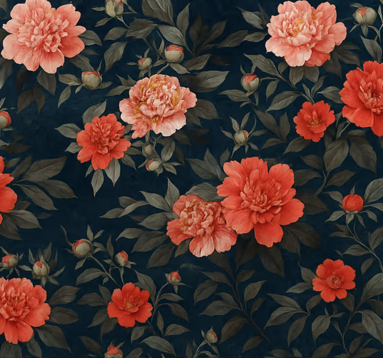 Vintage dark botanical living area wallpaper - TenStickers
