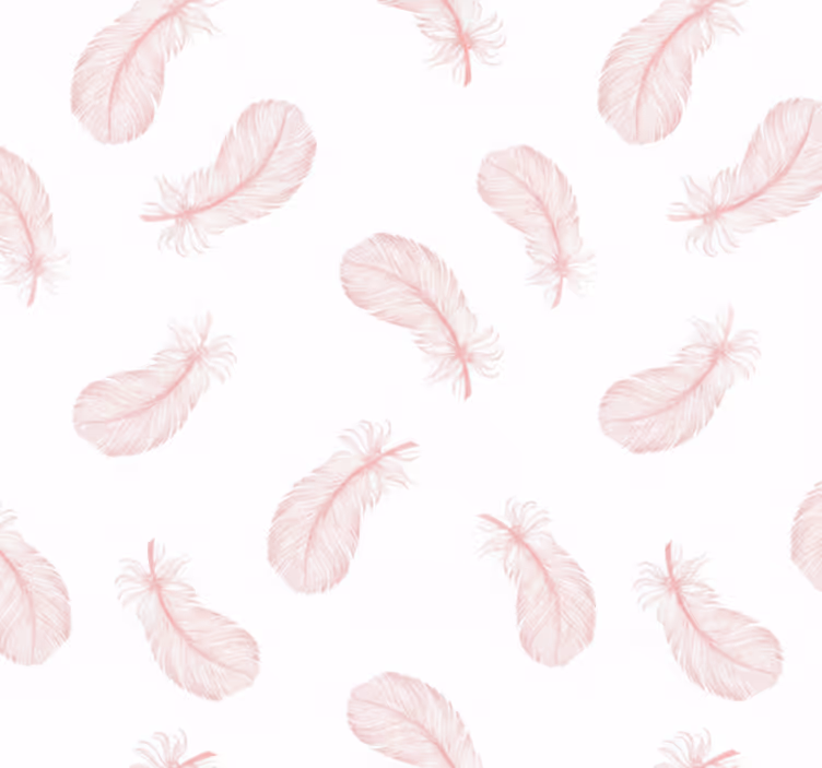 Living area wallpaper pink feather pattern - TenStickers