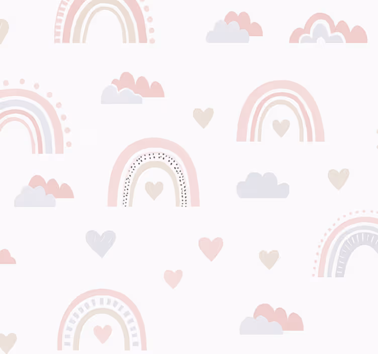 Children's wallpaper kids pink rainbow design - TenStickers