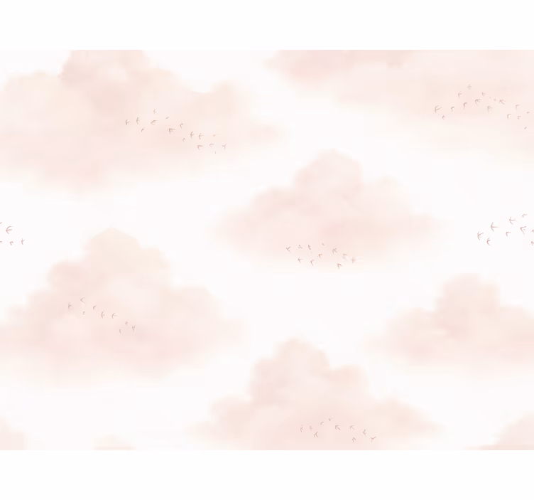 Children's wallpaper pink clouds - TenStickers