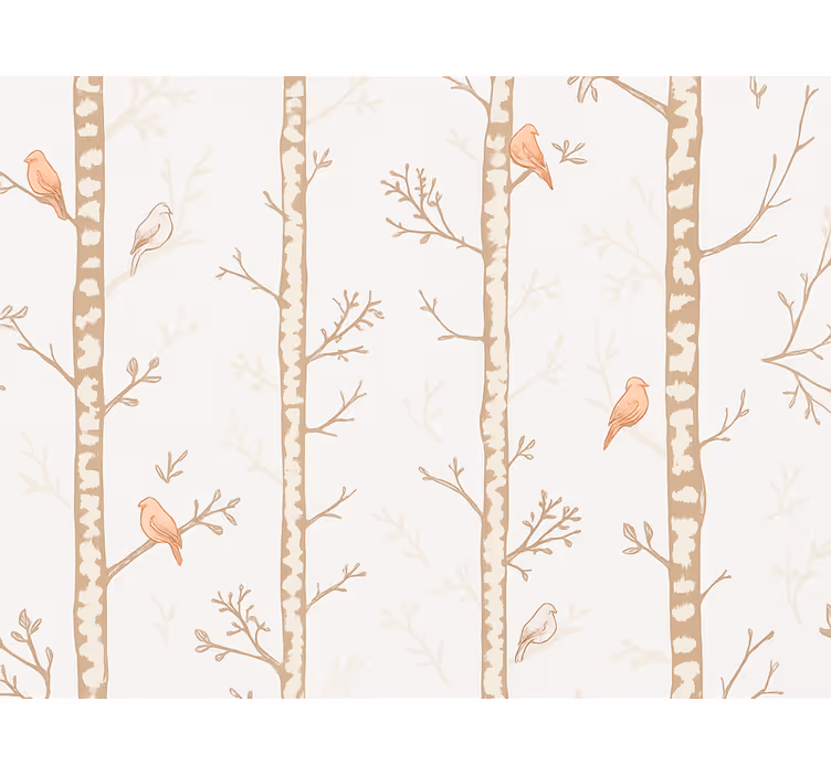 Children's wallpaper birds & trees design - TenStickers